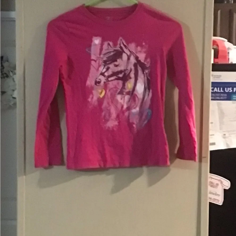 The Children's Place Girls Long Sleeve Pink Graphic Shirt